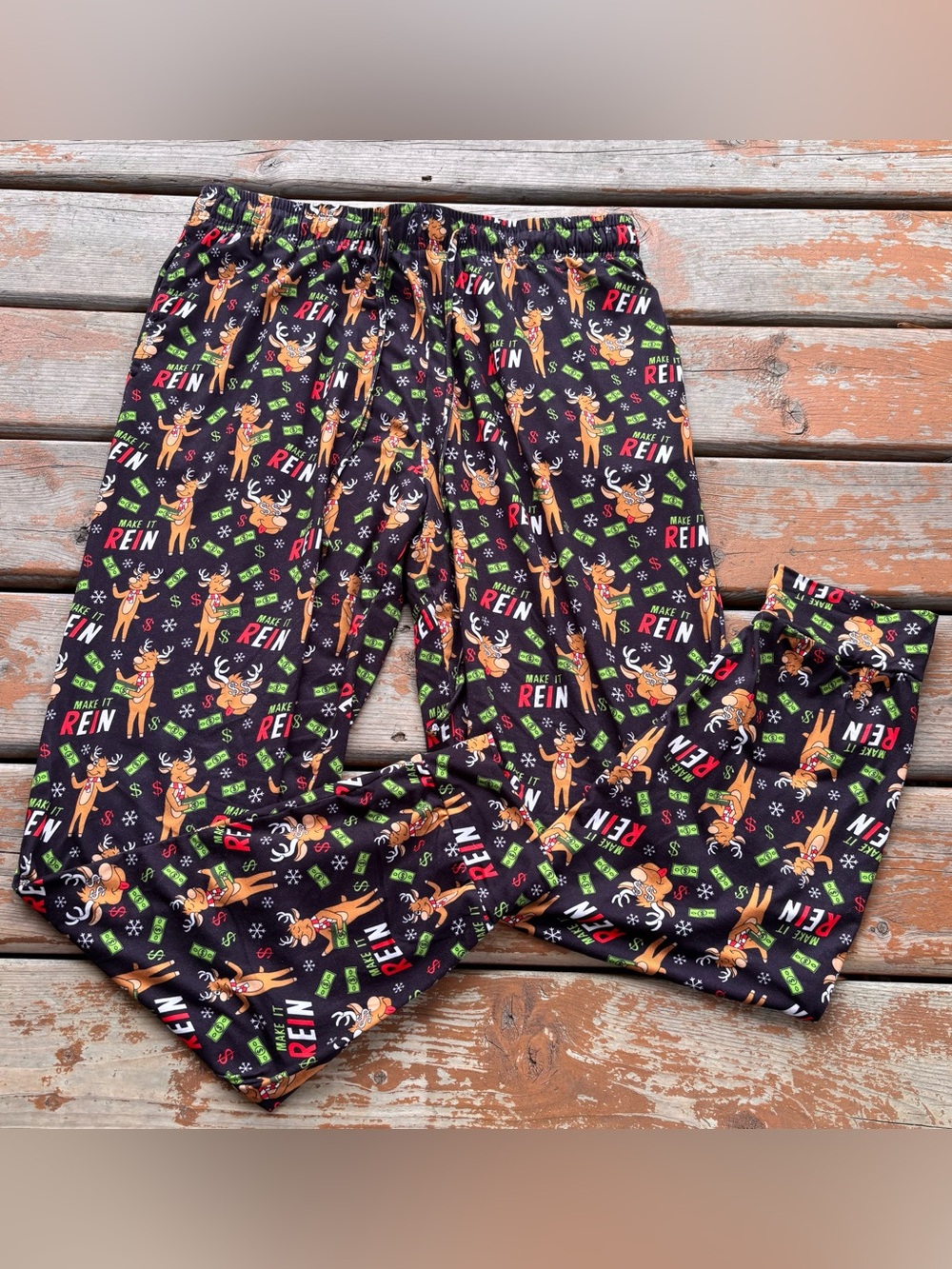 Main & Local Reindeer “Make it Rein” Pajama Pants - Size Large